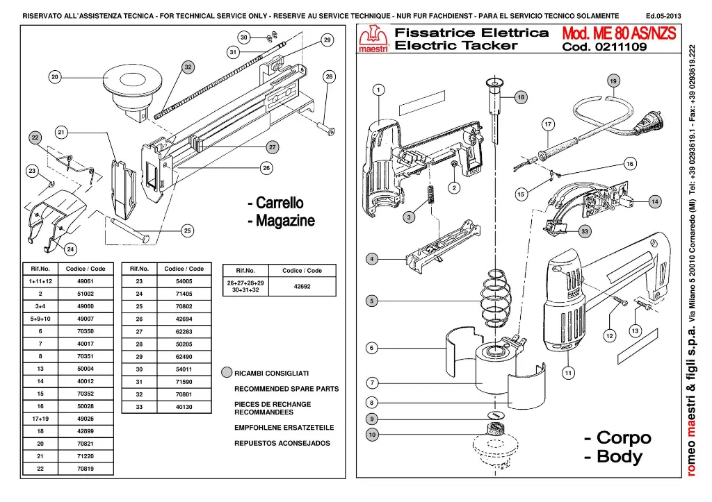 Parts - RO-MA ME 80 Staple Gun - Exploded View 2025-1.webp
