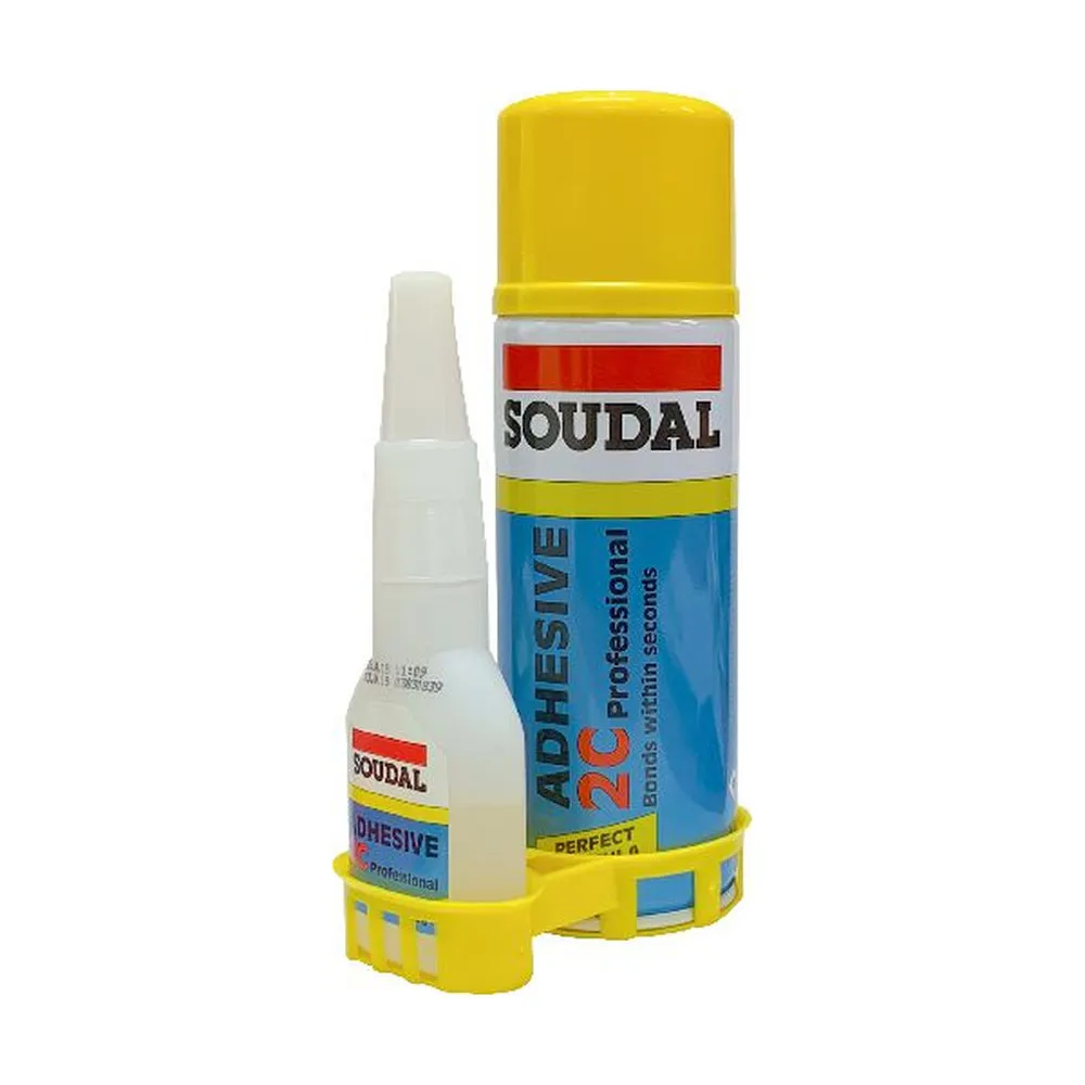 Soudal 2C Two Part Super Glue Kit (50g Cyanoacrylate + 200ml Activator)