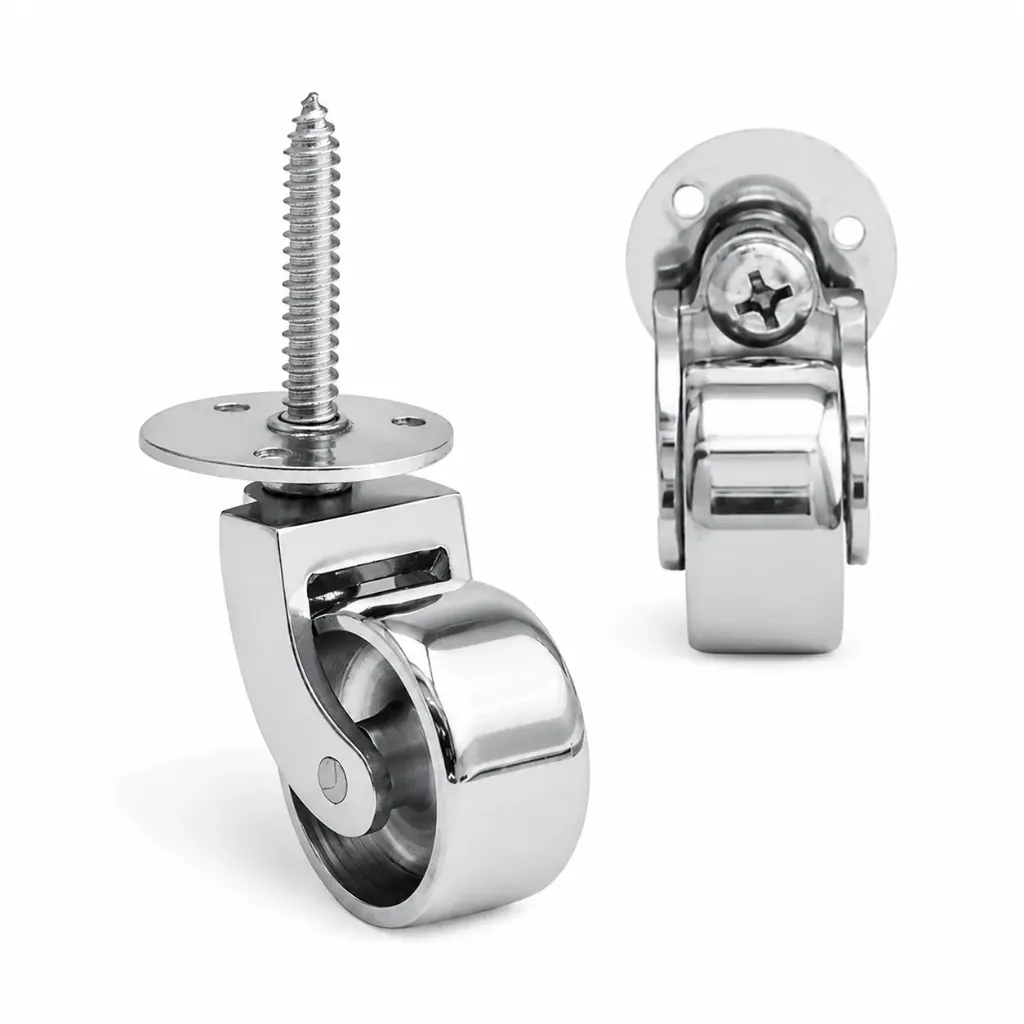 Brass Castor (Plate & Screw) - Chrome