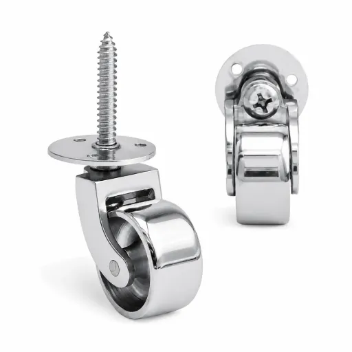 Brass Castor (Plate & Screw) - Chrome