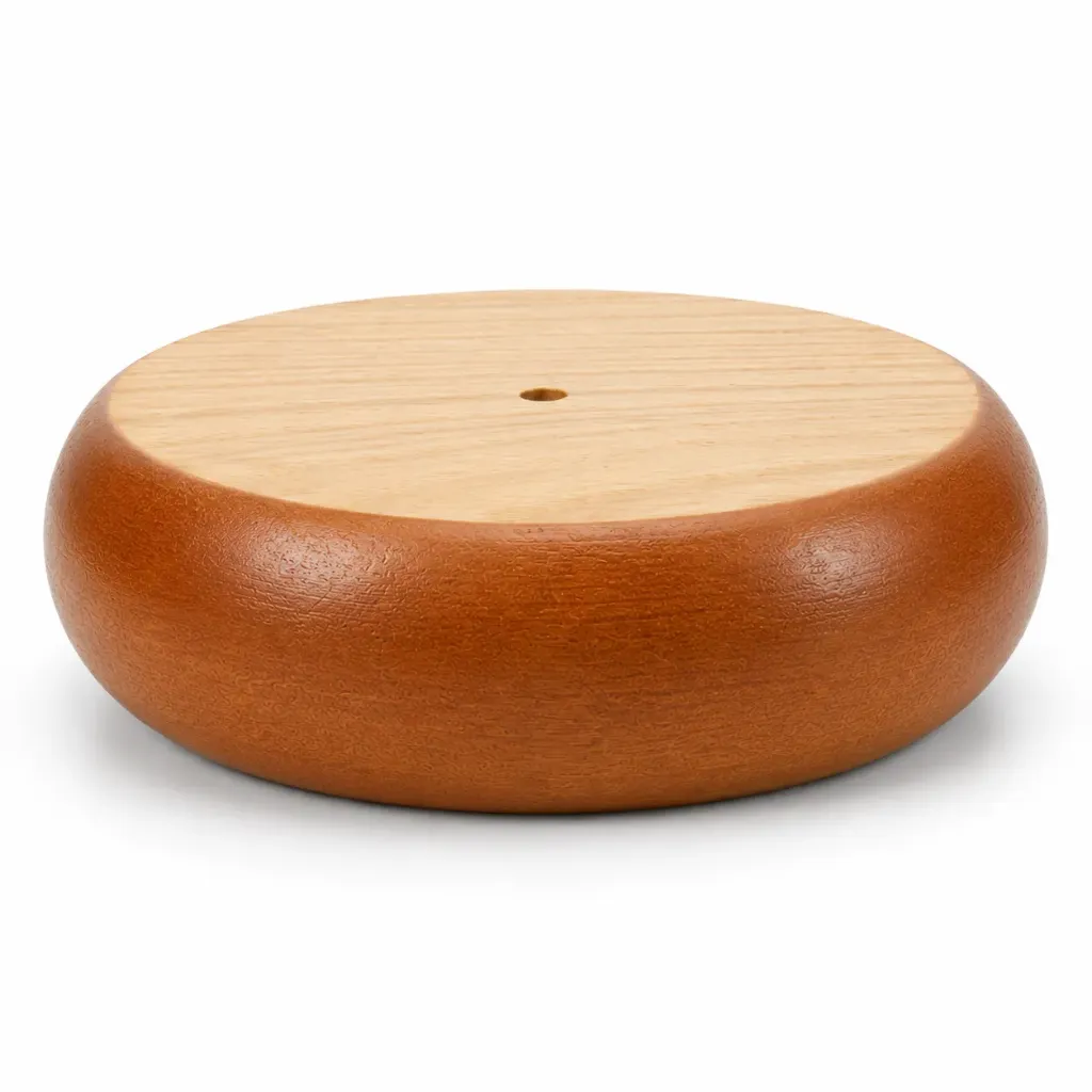 [L-W-BUN140X45S] Large Timber Bun Foot Leg 140x45mm STAINED
